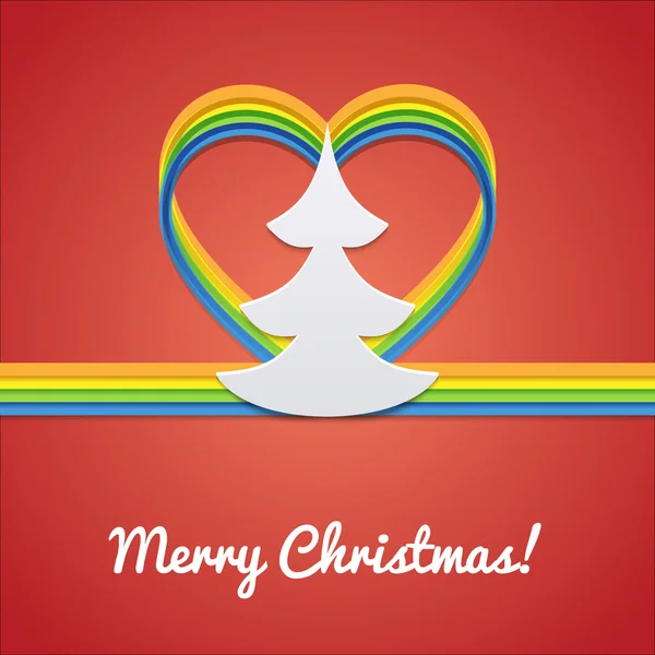 Yılbaşı kartında Noel ağacı var.