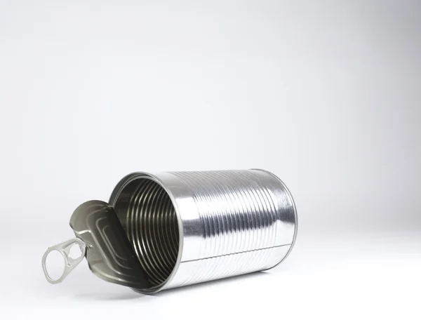 Empty hermetic steel can — Stock Photo, Image