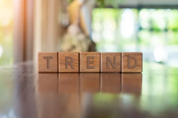 Group Wooden Cubes Table Word Trend Background —  Fotos de Stock