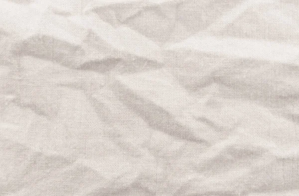 Gyűrött Szövet Szürke Hullámokkal Redőkkel Varróanyag Fehér Vászon Textúra Háttér — Stock Fotó