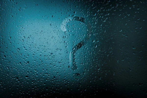 Питання Вологому Склі Вода Падає Вікно Символ Питання — стокове фото