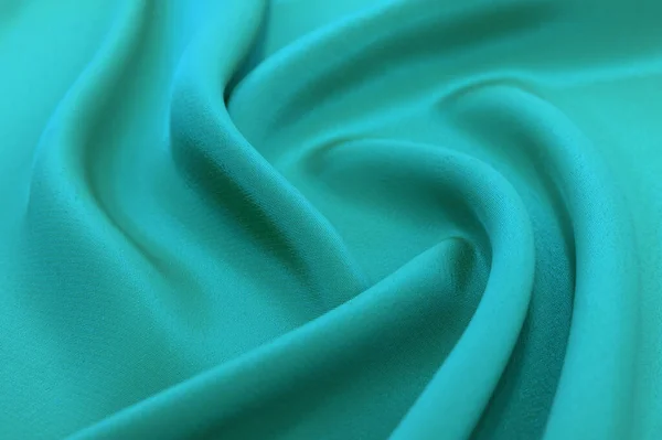 Background Crumpled Piece Green Fabric Waves Textile Sewing Material — Fotografia de Stock