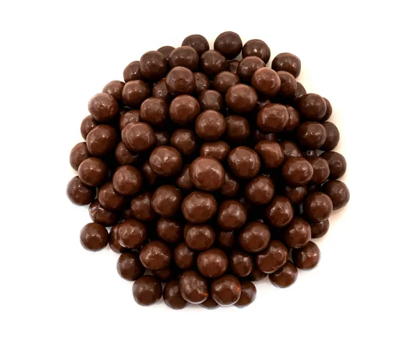 Čokoládové Mléčné Kuličky Pozadí Velkého Počtu Hnědé Čokoládové Koule — Stock fotografie