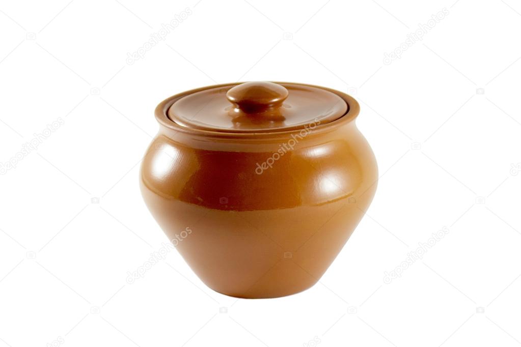 Ceramic pot on whita background