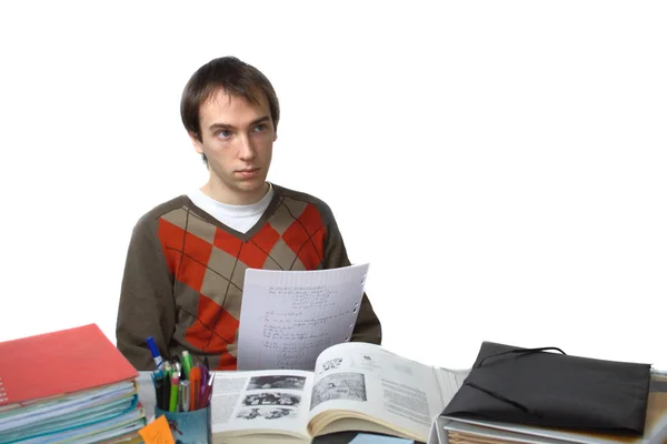 Student at table distracted — Stock Photo, Image