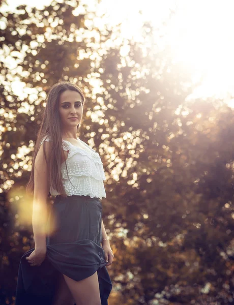 Girl in forest — Stock Photo, Image