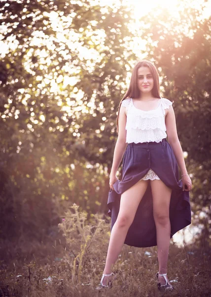 Girl in white dress — Stock Photo, Image