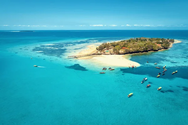 Vista Aerea Prison Island Zanzibar Tanzania Vicino Stone Town Con — Foto Stock