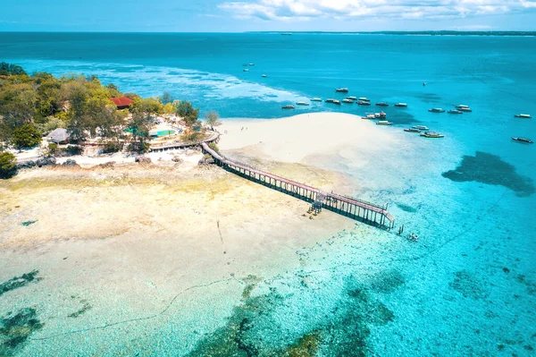 Luftaufnahme Der Gefängnisinsel Sansibar Tansania Der Nähe Von Stone Town — Stockfoto