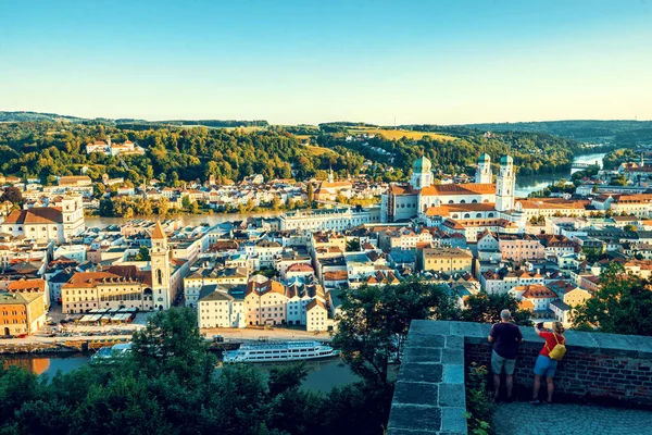 Panoramic View City Passau Lower Bavaria Germany Toned Image — Stock Photo, Image