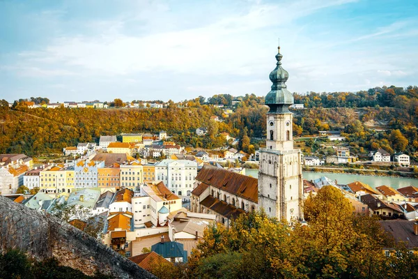 Pohled Staré Město Hradu Burghausen Bavorsko Německo Řeku Salzach Izolovaný — Stock fotografie