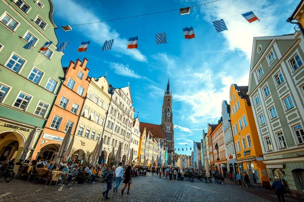 Landshut Tyskland Oktober 2022 Vibrerande Gatuliv Landshut Bayern Tyskland Söndagseftermiddagen — Stockfoto