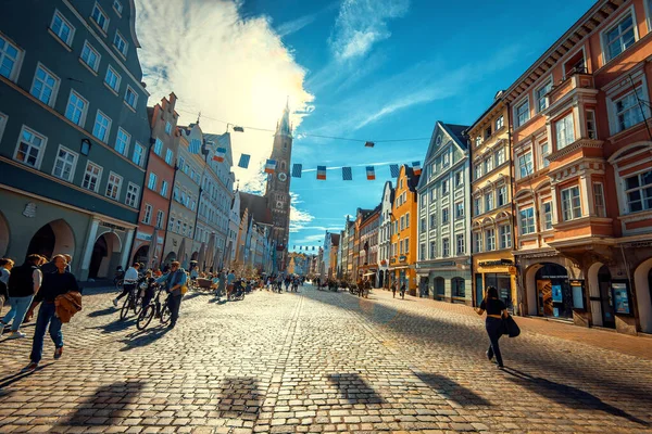 Landshut Oktober 2022 Lebendiges Straßenleben Bayerischen Landshut Einem Herbstlichen Sonntagnachmittag — Stockfoto