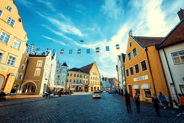 Landshut Alemania Octubre 2022 Vibrante Vida Callejera Landshut Baviera Alemania Imagen de stock