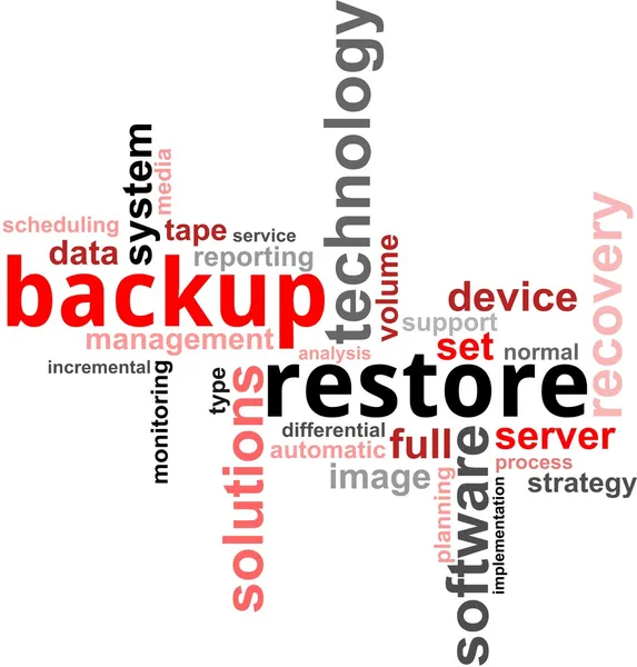 Nuvem de palavras - restauração de backup — Vetor de Stock