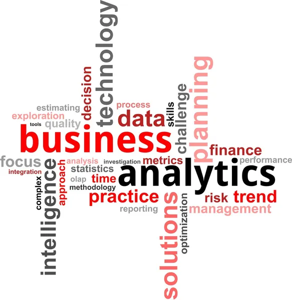 Word cloud - analisi aziendale — Vettoriale Stock