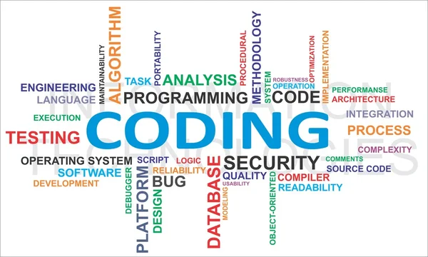 Word cloud - coding — Stock Vector