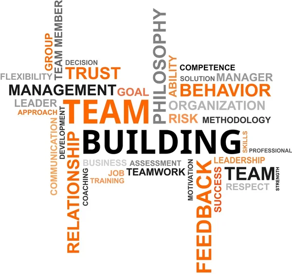 Palabra nube - team building — Vector de stock