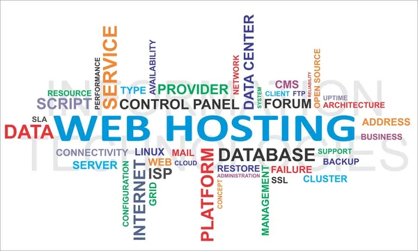 Slovo mrak - webhosting — Stockový vektor