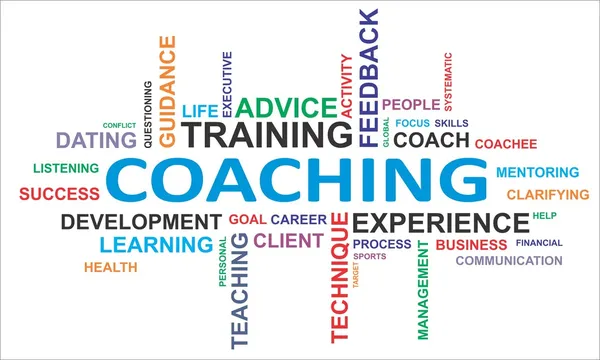 Nuvem de palavras - coaching —  Vetores de Stock