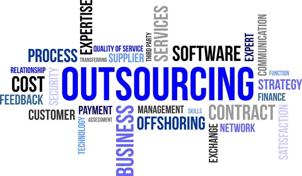 Słowo cloud - outsourcing — Wektor stockowy