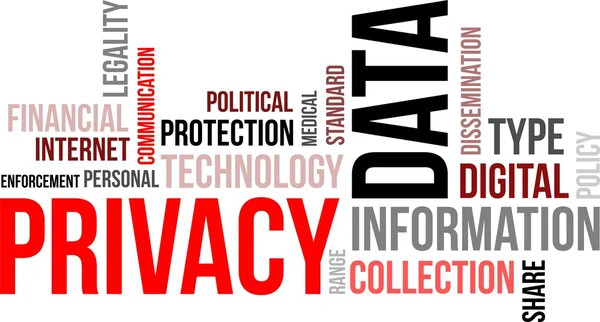 Word cloud - privacy dei dati — Vettoriale Stock