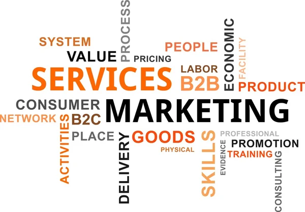 Word cloud - marketing dei servizi — Vettoriale Stock