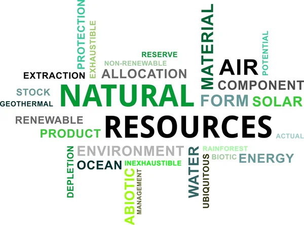 Word cloud - ressources naturelles — Image vectorielle