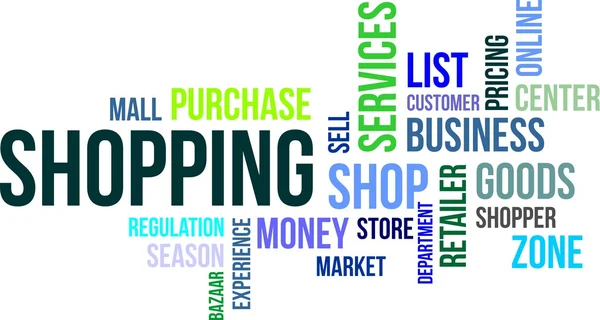 Word cloud - shopping — Stock vektor