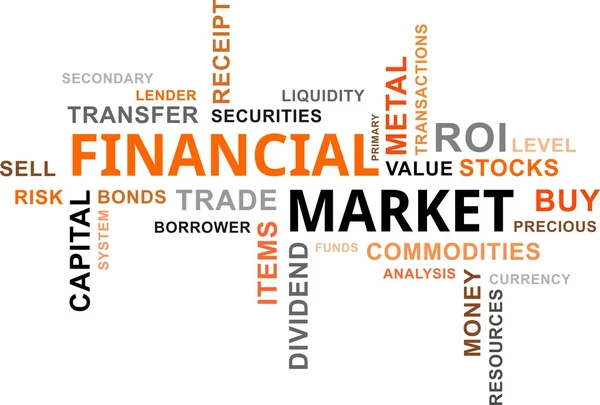 Nuvem de palavras - mercado financeiro — Vetor de Stock