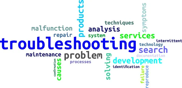 Word cloud - risoluzione dei problemi — Vettoriale Stock