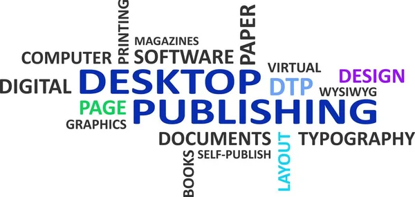 Eine Wortwolke Von Desktop Publishing Bezogenen Artikeln — Stockvektor