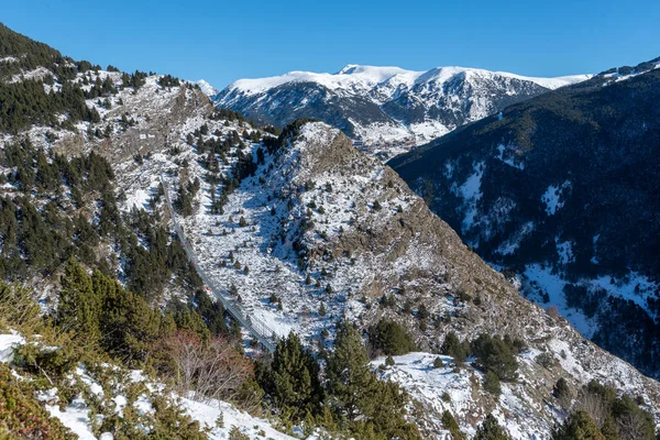 Montagnes Enneigées Dans Les Pyrénées Andorre Hiver — Photo