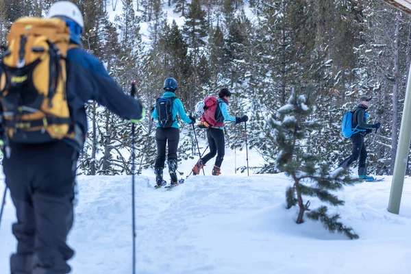 Грандвалира Андорра 2022 Января Люди Практикующие Горные Лыжи Андорре Зимой — стоковое фото