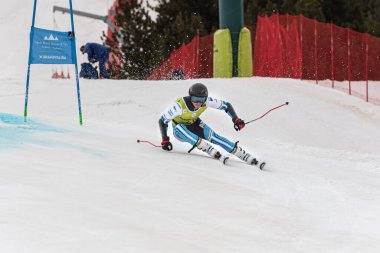 Grandvalira, Andorra: 16 Mart 2022: Tiziano GRAVIER ARG EUROPA CUP Finalleri 'nde Mens Giant Slalom' da yarışıyor.