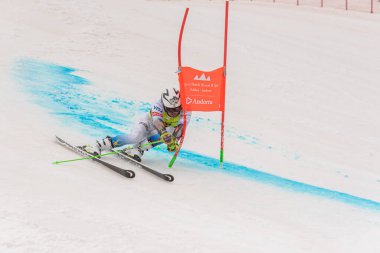 Grandvalira, Andorra: 16 Mart 2022: Bridger GILE USA EUROPA CUP Finalleri 'nde Mens Giant Slalom' da mücadele ediyor.