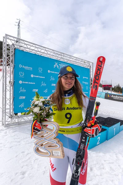 Grandvalira Andorra 2022 Março Jasmina Suter Sui Competindo Womens Giant — Fotografia de Stock