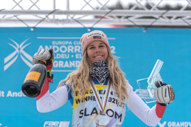 Grandvalira, Andorra: 20 Mart 2022: AAline DANIOTH SUI EUROPA CUP Finalleri 'nde Kadınlar Slalom' da yarışıyor.