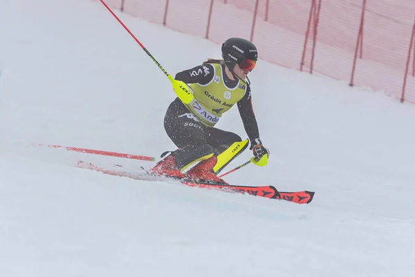 Grandvalira Andorra 2022 Marzo Rosa Pohjolainen Fin Competizione Nello Slalom — Foto Stock