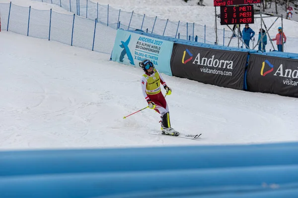 Grandvalira Andorra 2022 Mars Franziska Gritsch Aut Tävlar Womens Slalom — Stockfoto