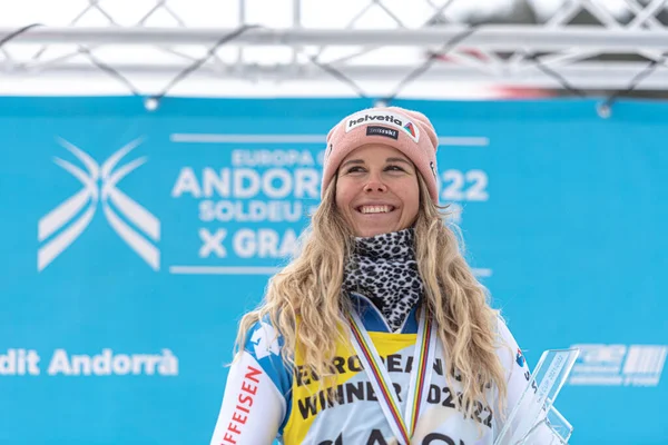 Grandvalira Andorra 2022 Março Aaline Danioth Sui Competindo Womens Slalom — Fotografia de Stock