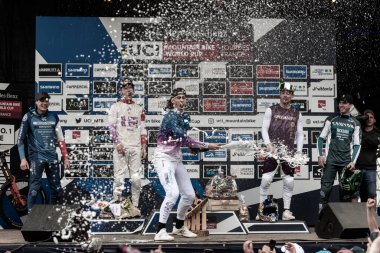 Lourdes, Fransa: 27 Mart 2022: PIERRON Amaury FRA Dağ Bisiklet Dünya Kupası Lourdes 2022, DOWNHILL FINAL