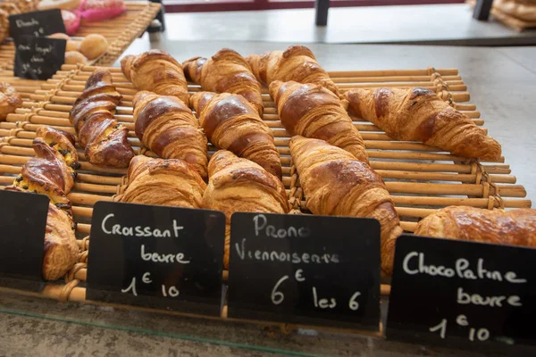 Les Termes Frankrijk 2022 Maart Croissants Bakery Les Thermes Een — Stockfoto