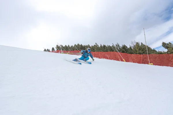 Grandvalira Andorra 2022 Március Szakértő Síelő Grandvalira Lejtőin Andorrában 2022 — Stock Fotó