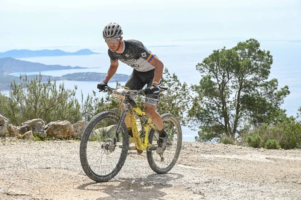 Ibiza Spanyolország 2022 Április Kerékpárosok Vuelta Ibiza Btt 2022 Ben — Stock Fotó