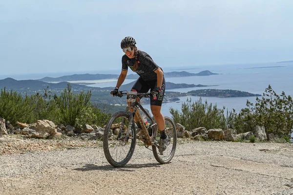 Ibiza Spanyolország 2022 Április Kerékpárosok Vuelta Ibiza Btt 2022 Ben — Stock Fotó