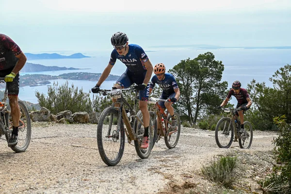 Ibiza Spain 2022 Abril Cyclists Vuelta Ibiza Btt 2022 Ibiza — Foto de Stock