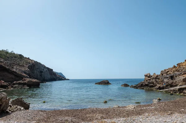 Stranden Calo Illa Ibiza Spanien Sommaren 2022 — Stockfoto
