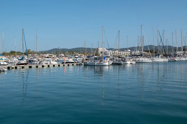 Sant Antoni Portmany Spain 2022 April Boat Panorama City Sant — 图库照片