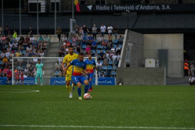 Andorra La Vella, Andorra. 22 Mayıs 2022. 2022 'de FC Andorra 1 ile UCAM Murcia arasındaki ilk RFEF karşılaşmasında yer alan oyuncular.